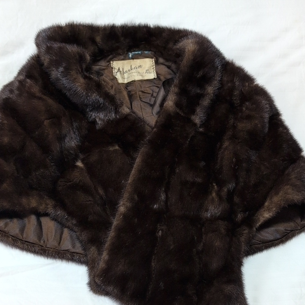 Alaska Brown mink Fur Shawl capelet